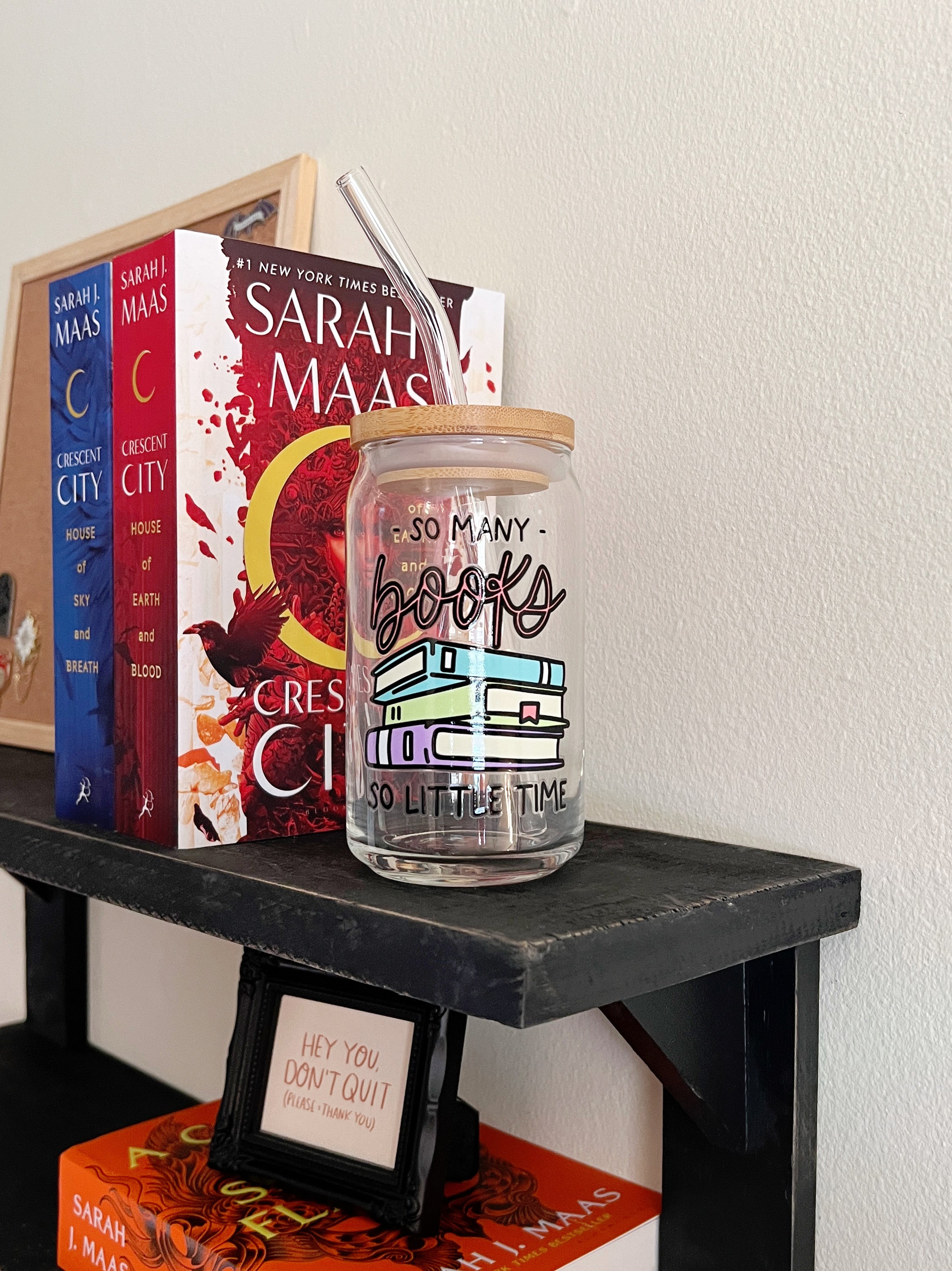 So Many Books, So Little Time Glass Can Cup