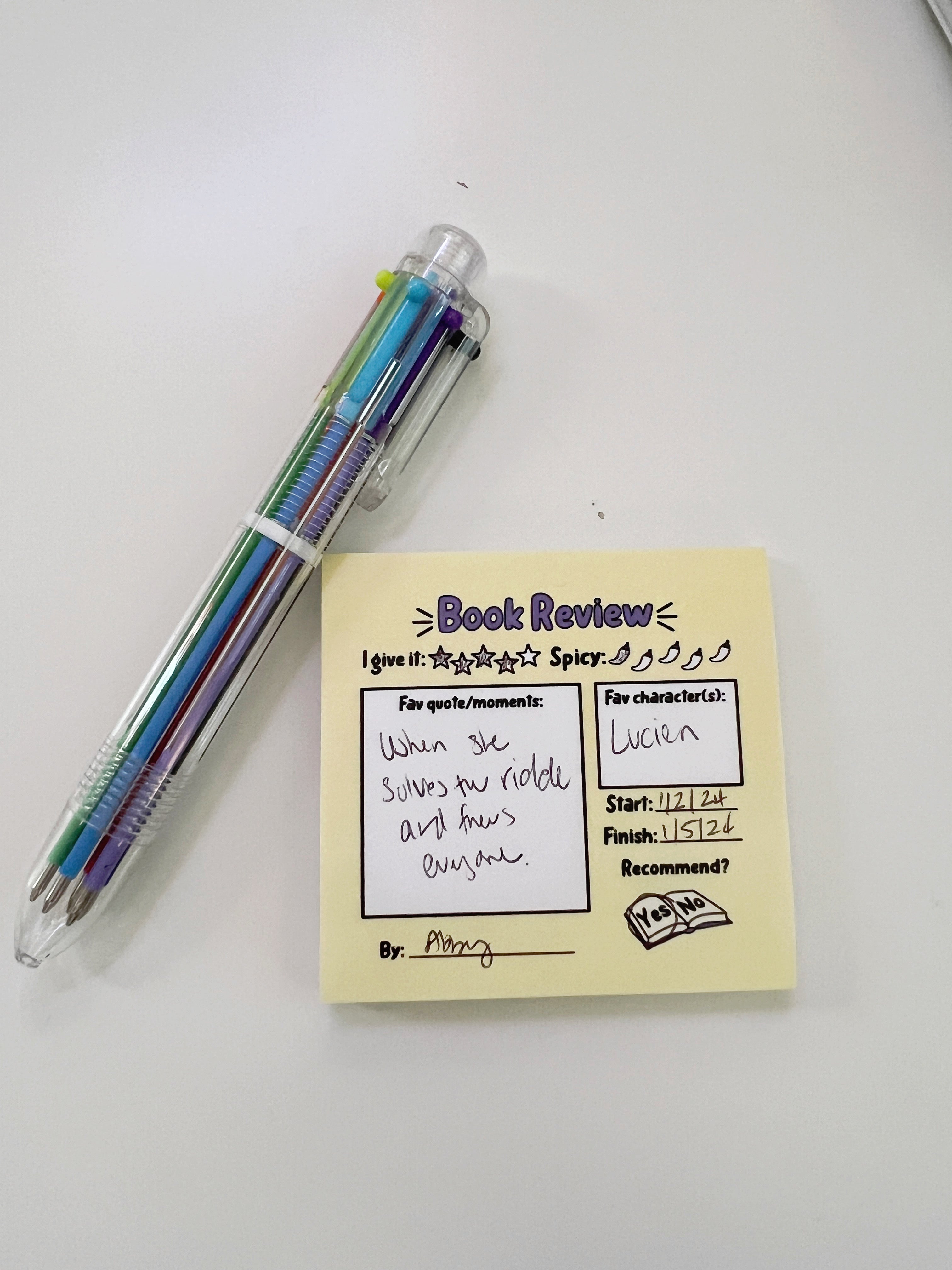 Book Review Sticky Notes