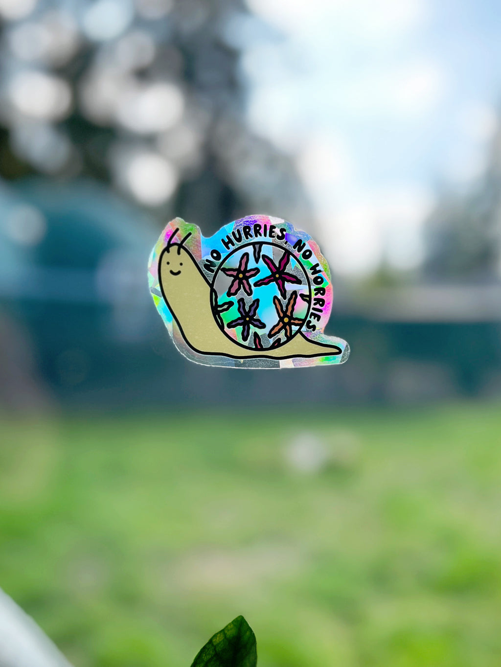 No Hurries, No Worries Snail Rainbow Sun Catcher