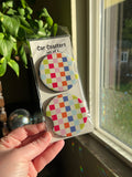 Pastel Checkers Car Coasters