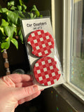 Red Gingham Car Coasters