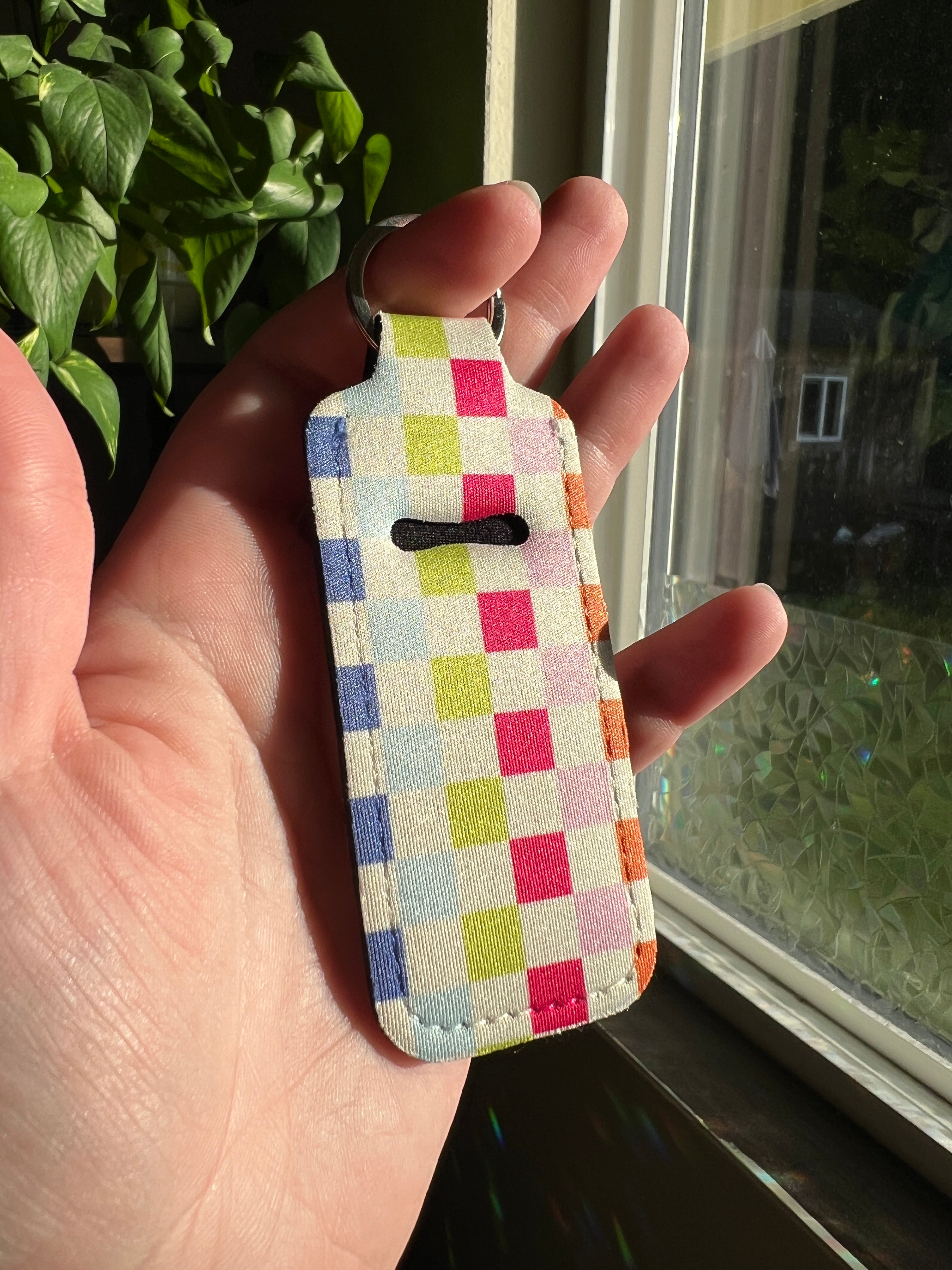 Pastel Checkers Chapstick Keeper