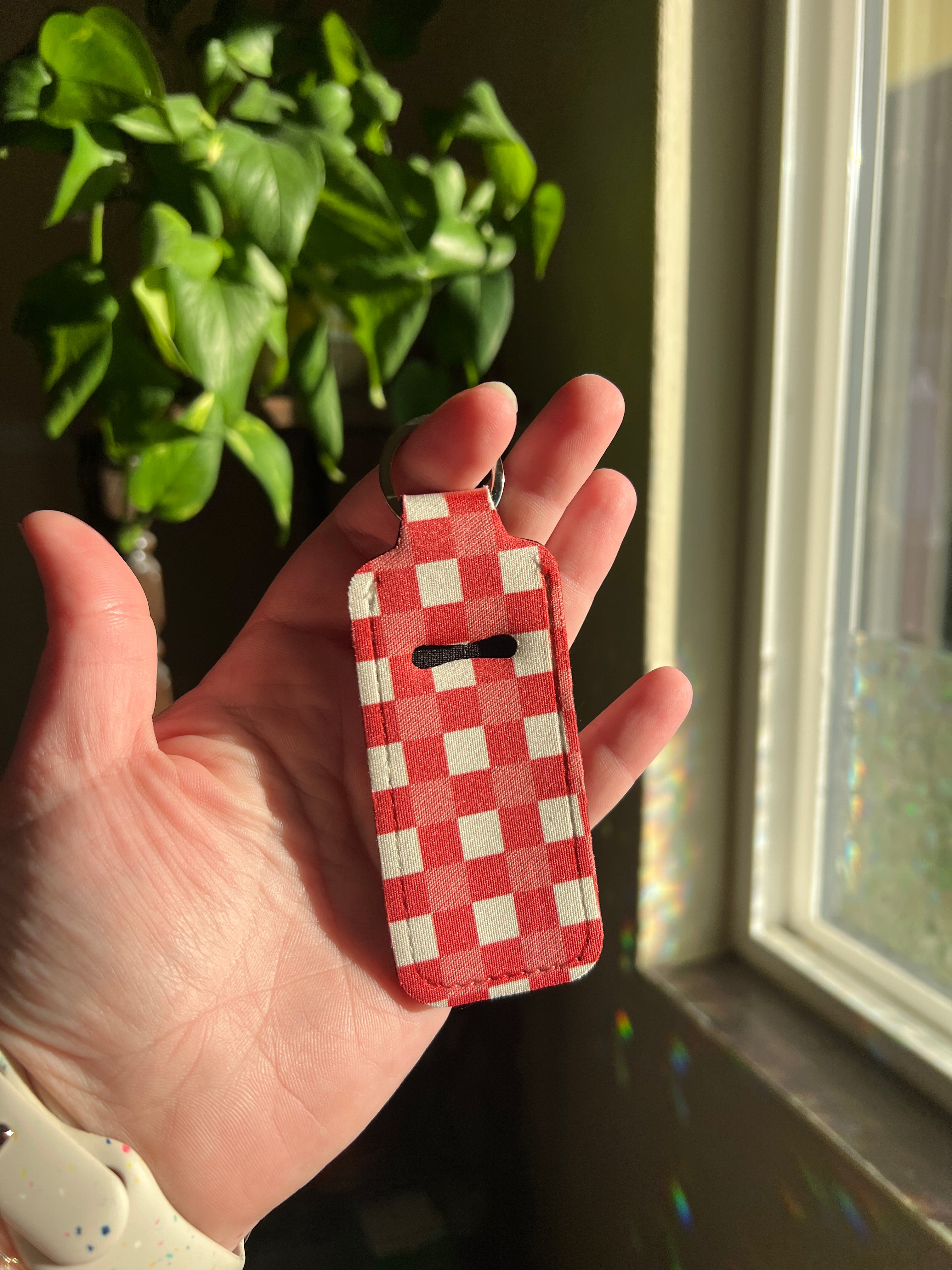 Red Gingham Chapstick Keeper