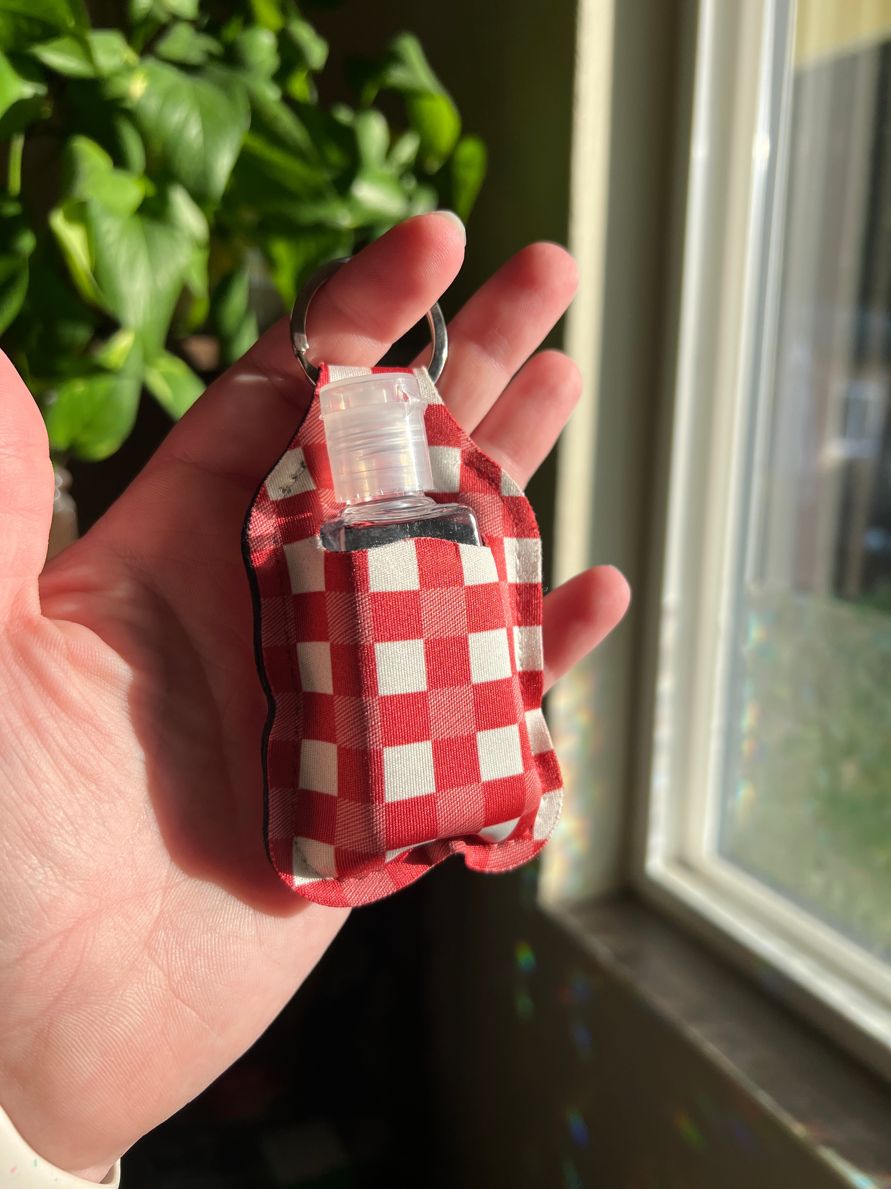 Red Gingham Sanitizer Keeper