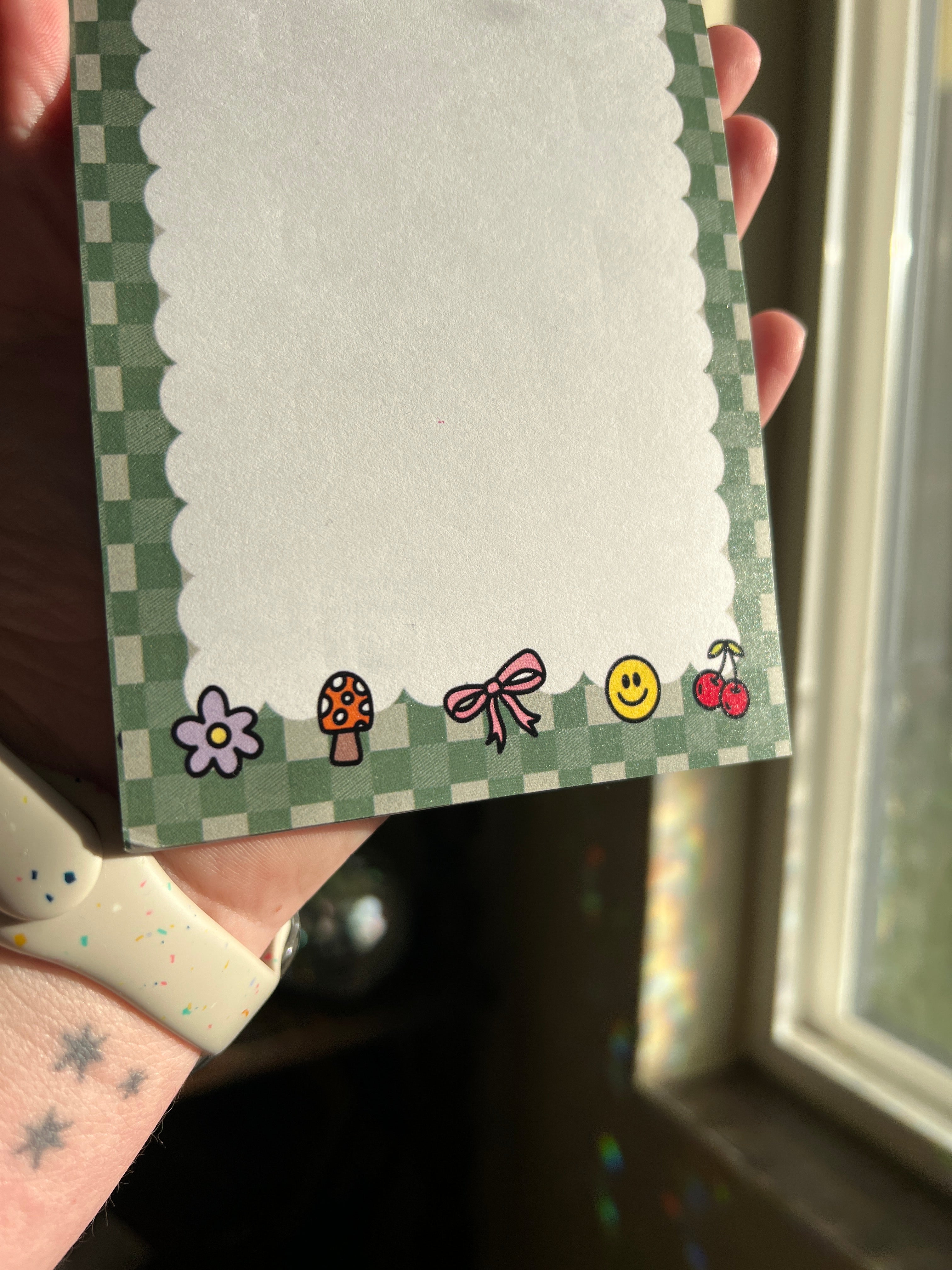 Cutie Icons Green Gingham Sticky Note Pad