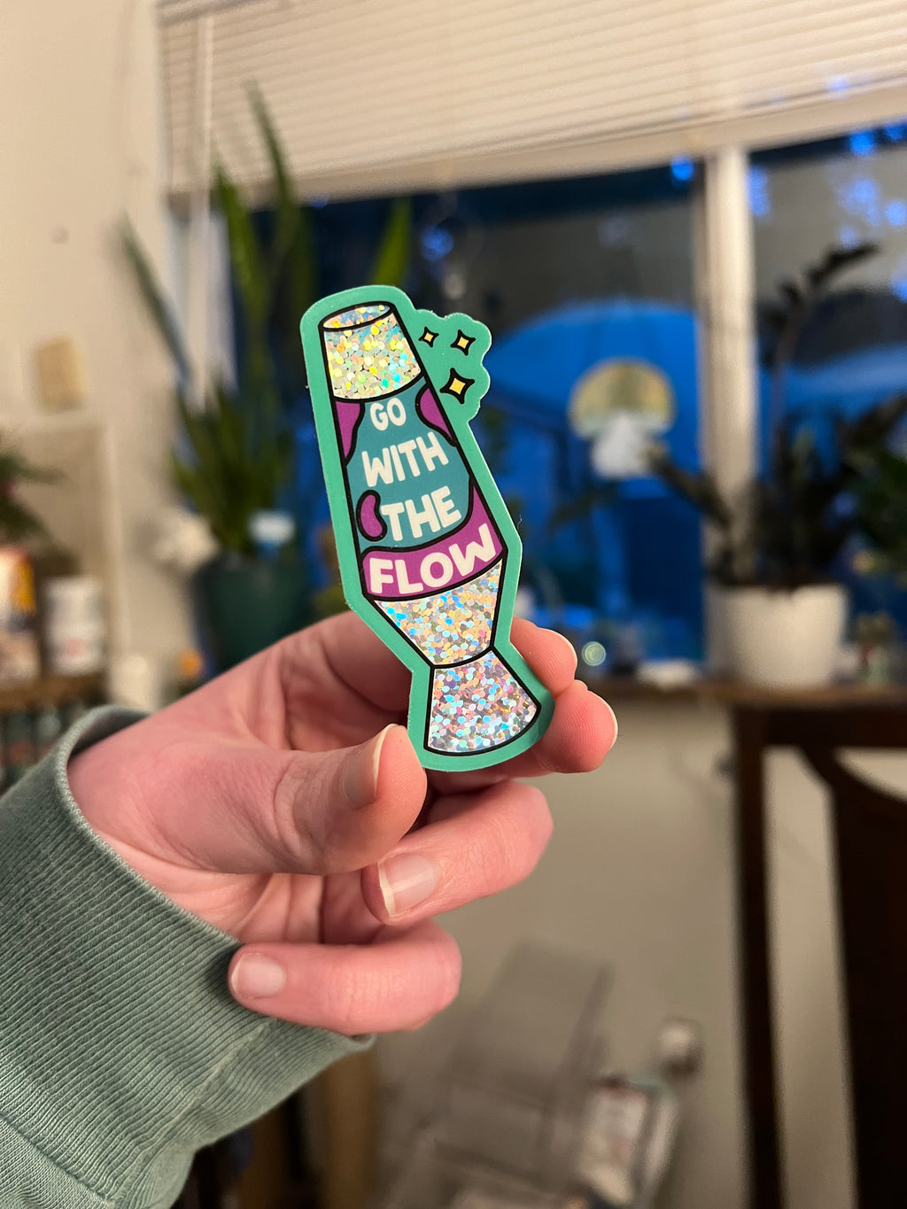 Go With The Flow Glitter Holographic Sticker