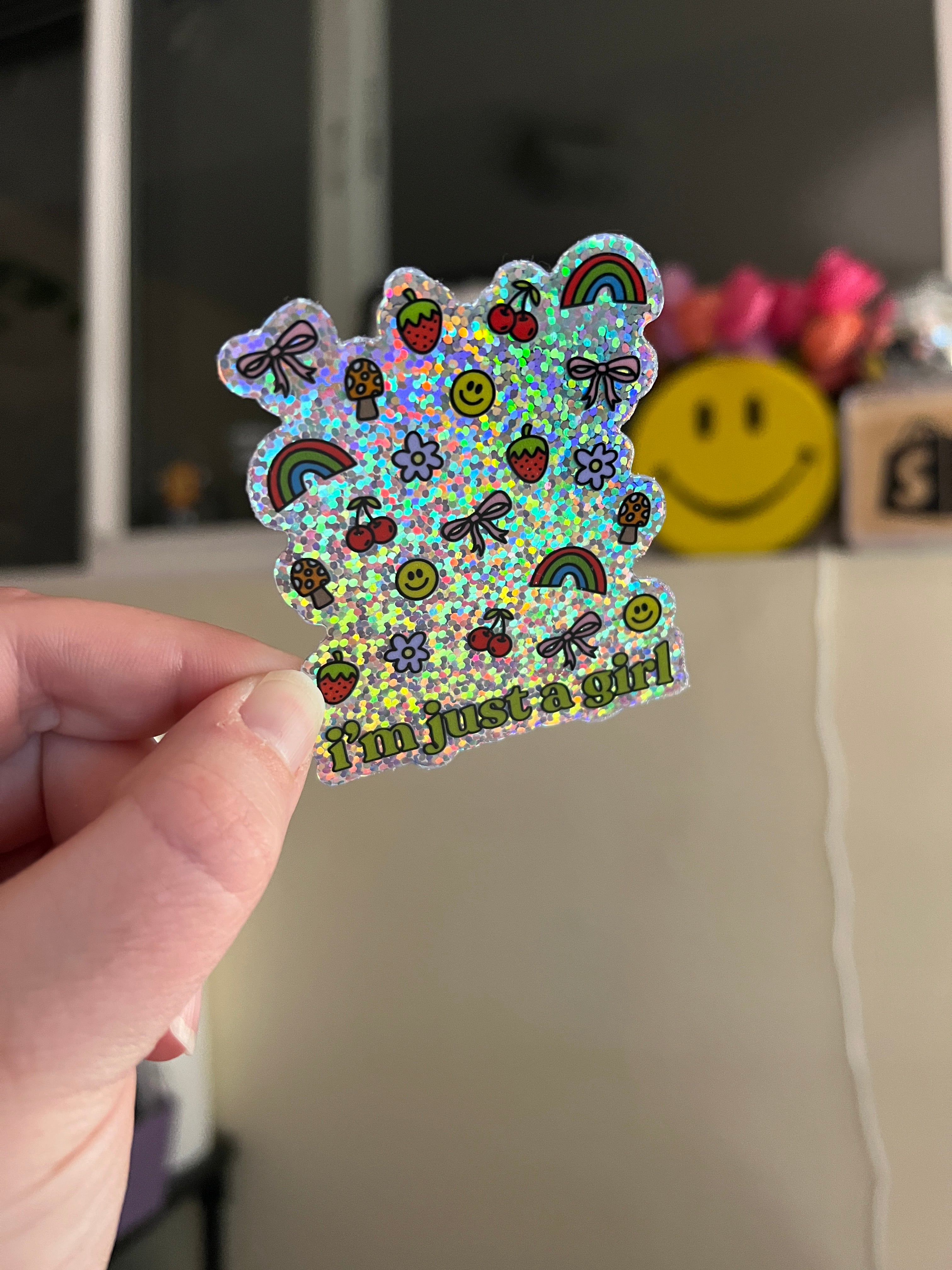 I'm Just A Girl Glitter Holographic Sticker