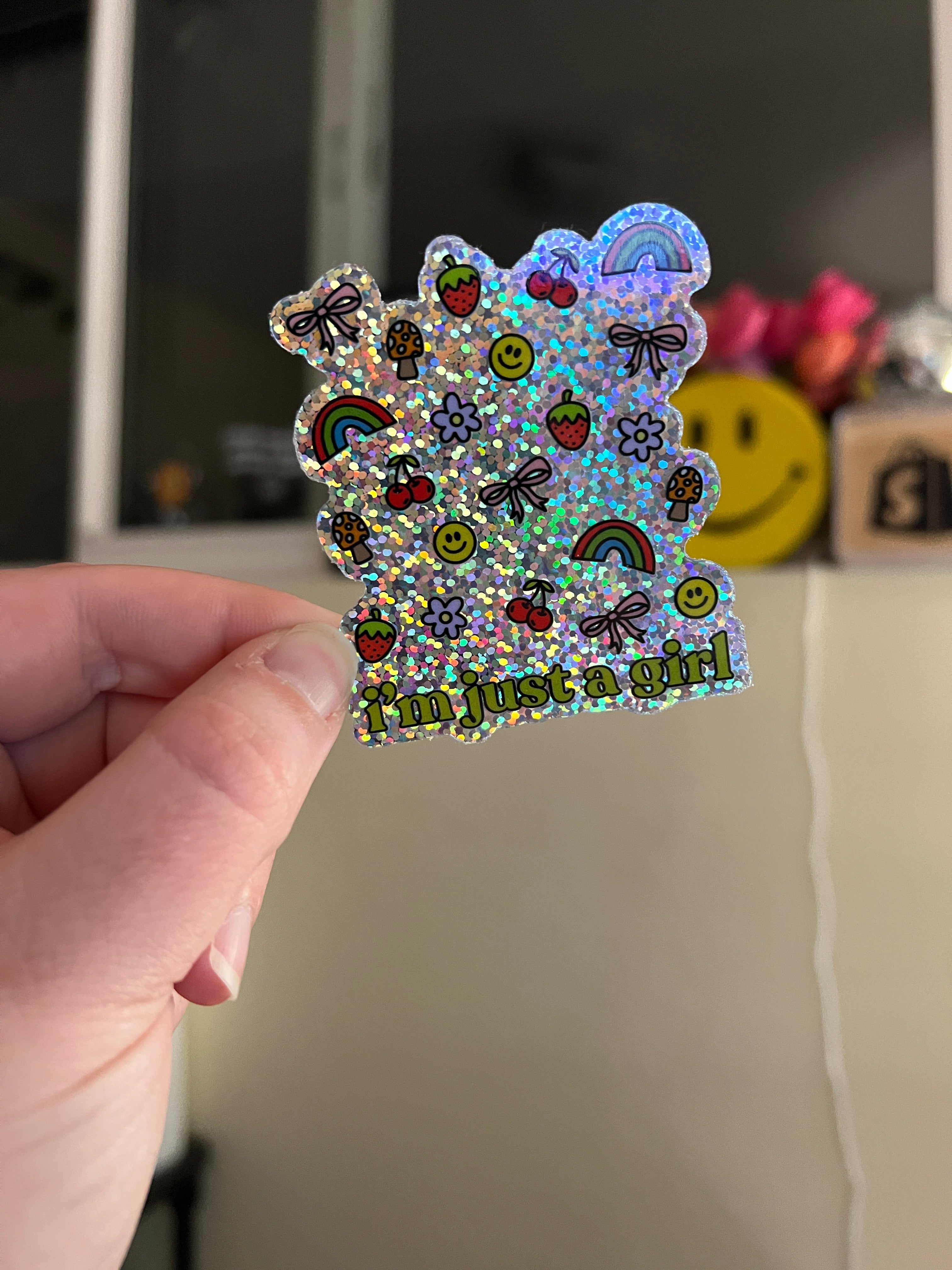 I'm Just A Girl Glitter Holographic Sticker