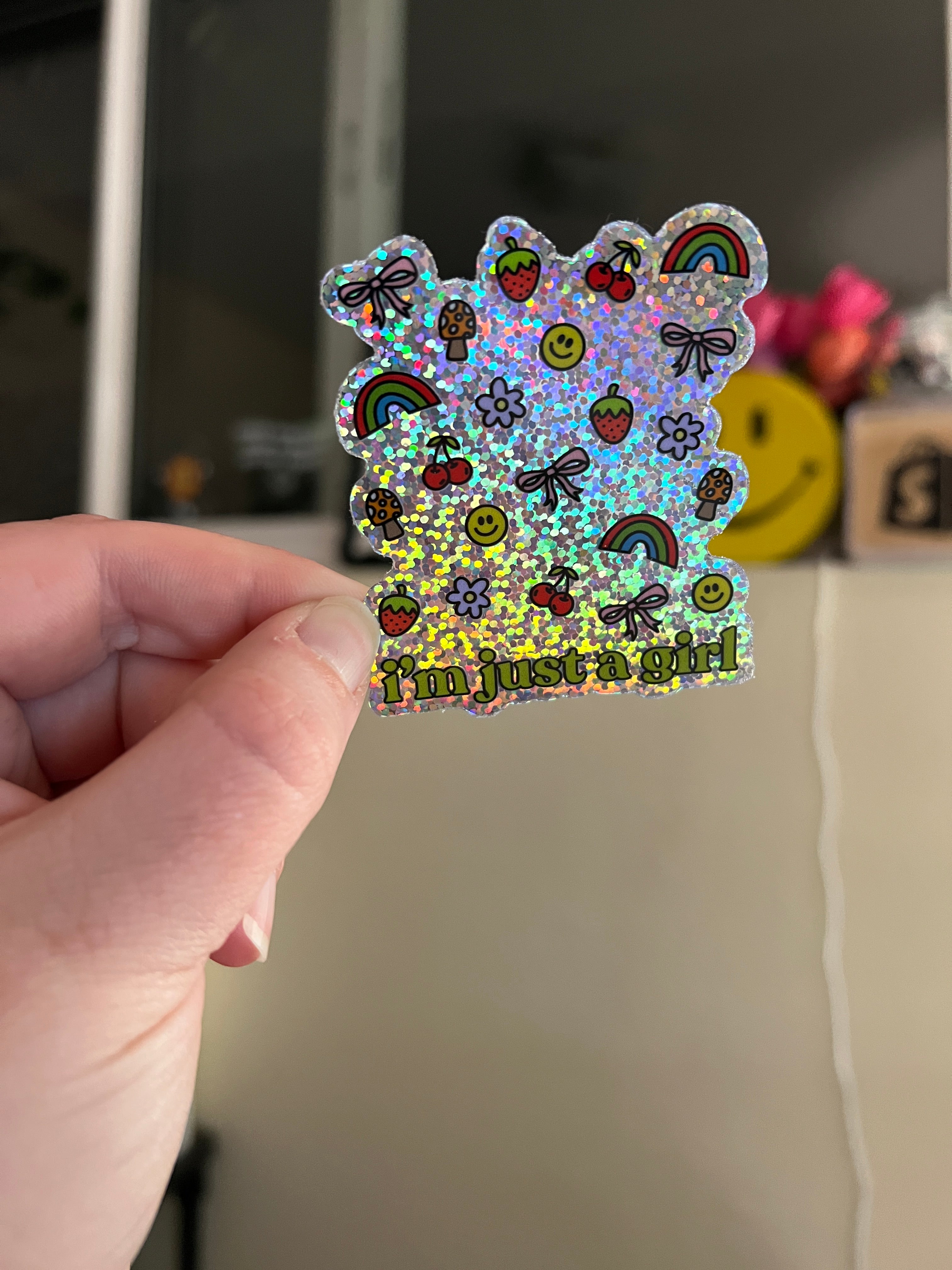 I'm Just A Girl Glitter Holographic Sticker
