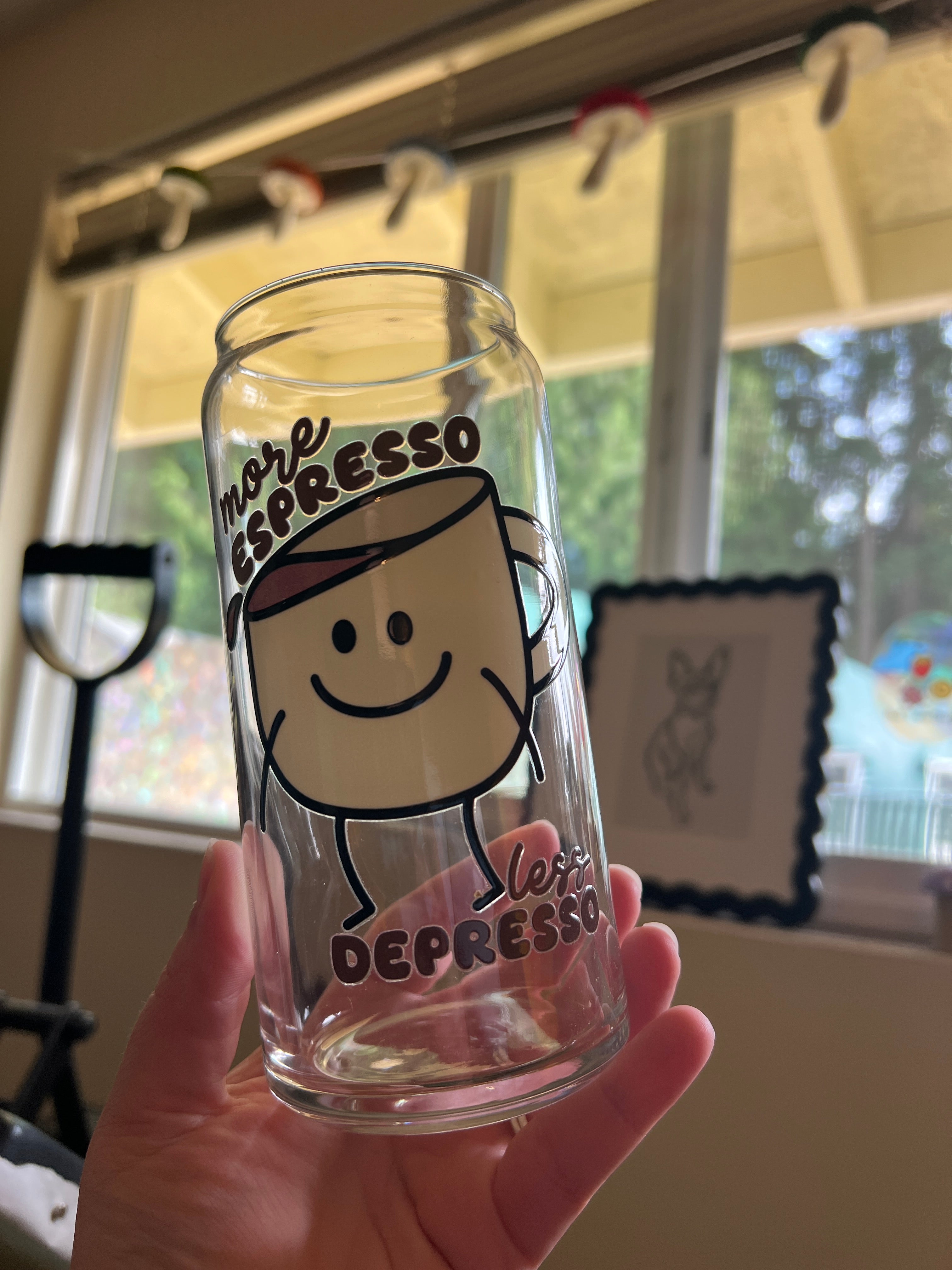 More Espresso Less Depresso Glass Can Cup
